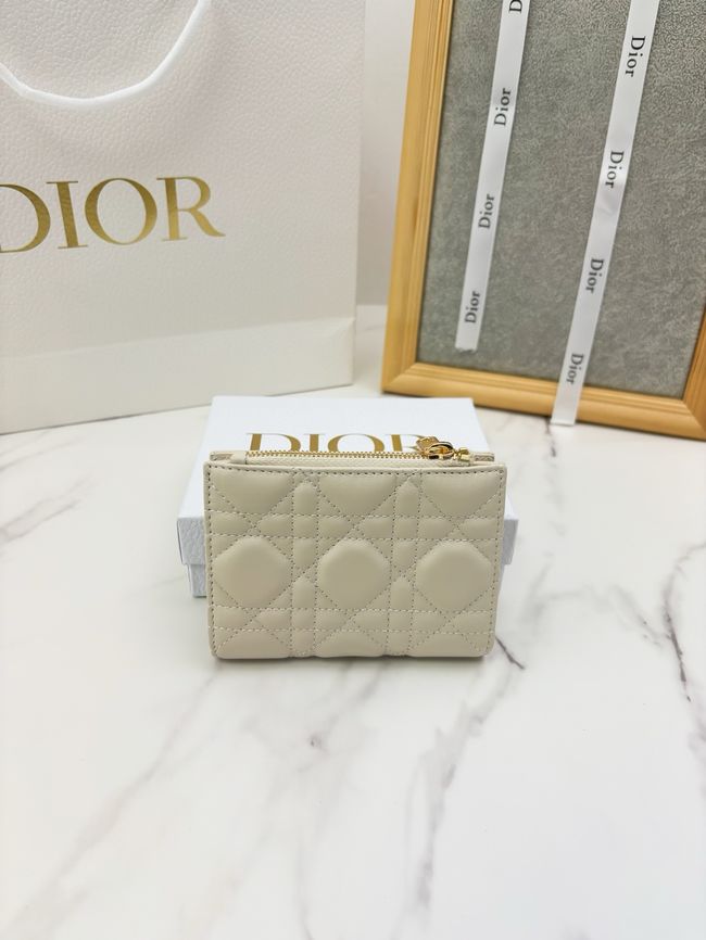 Lady Dior Dahlia Wallet Craie Cannage Lambskin S2065-1