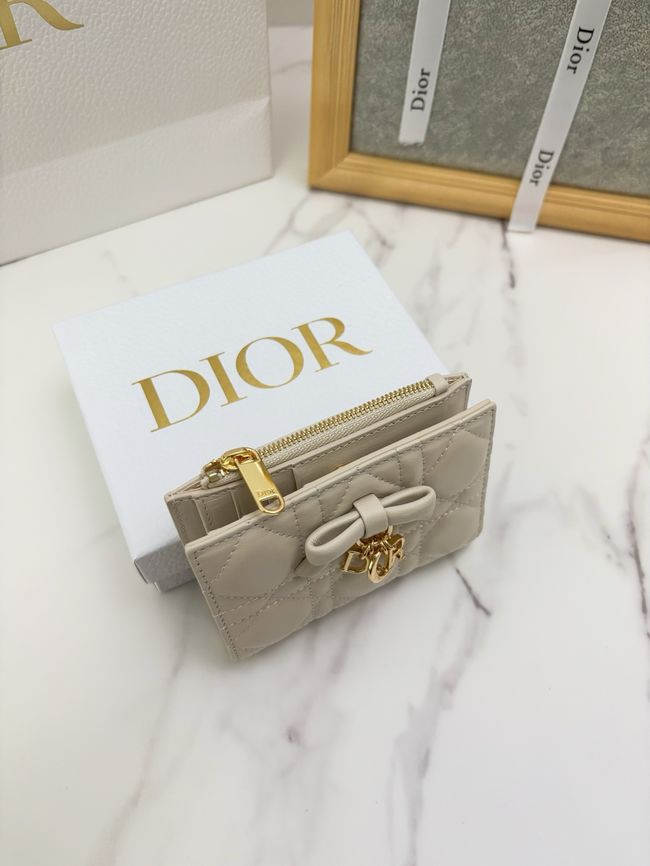 Lady Dior Dahlia Wallet Craie Cannage Lambskin S2065-1