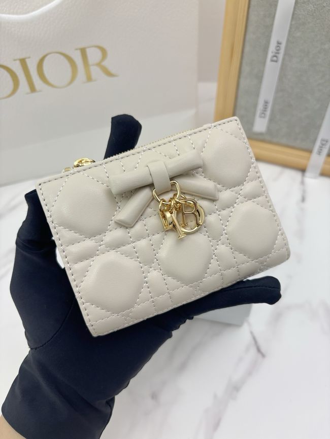 Lady Dior Dahlia Wallet Craie Cannage Lambskin S2065-1