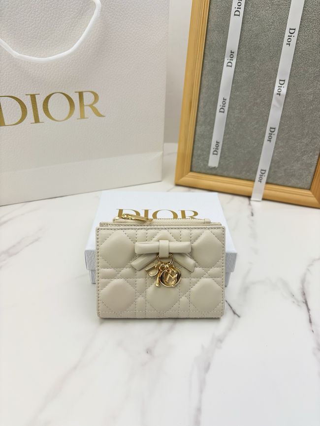 Lady Dior Dahlia Wallet Craie Cannage Lambskin S2065-1