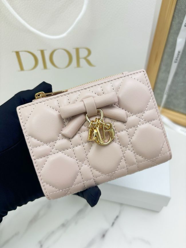 Lady Dior Dahlia Wallet Craie Cannage Lambskin S2065-3