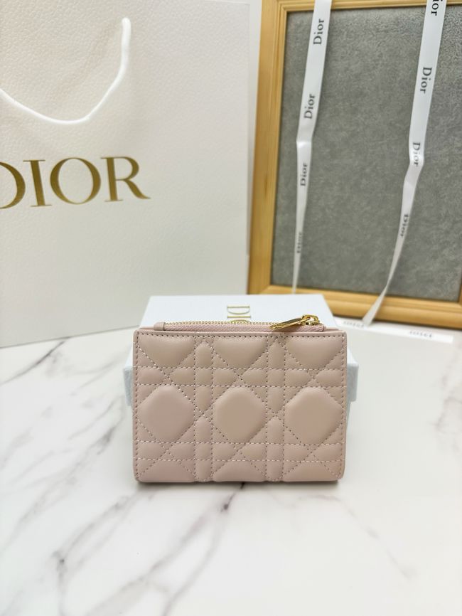 Lady Dior Dahlia Wallet Craie Cannage Lambskin S2065-3