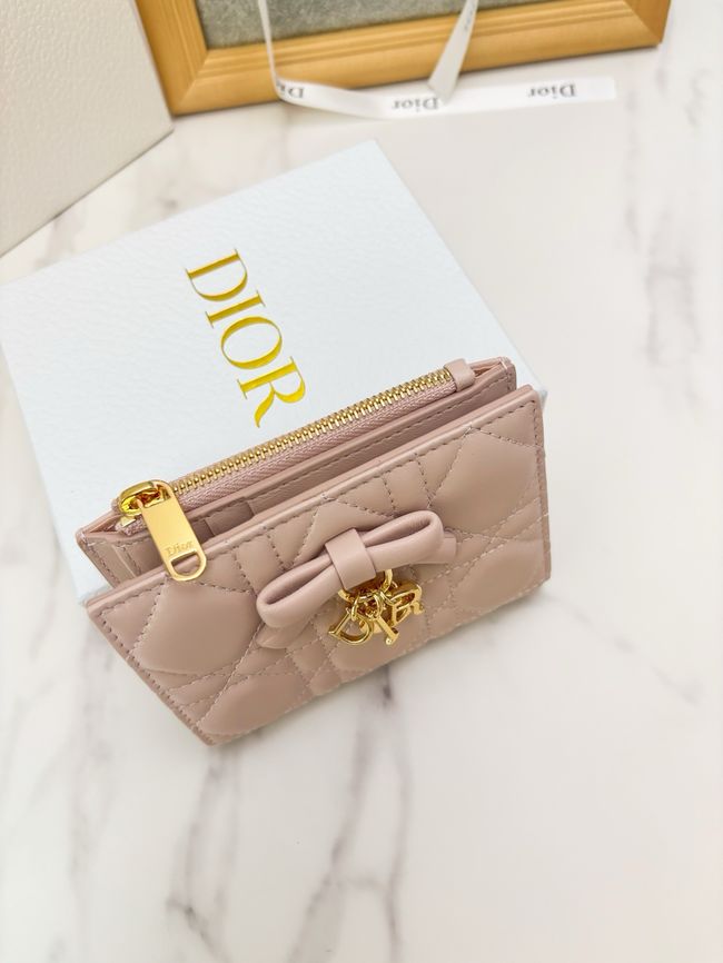 Lady Dior Dahlia Wallet Craie Cannage Lambskin S2065-3