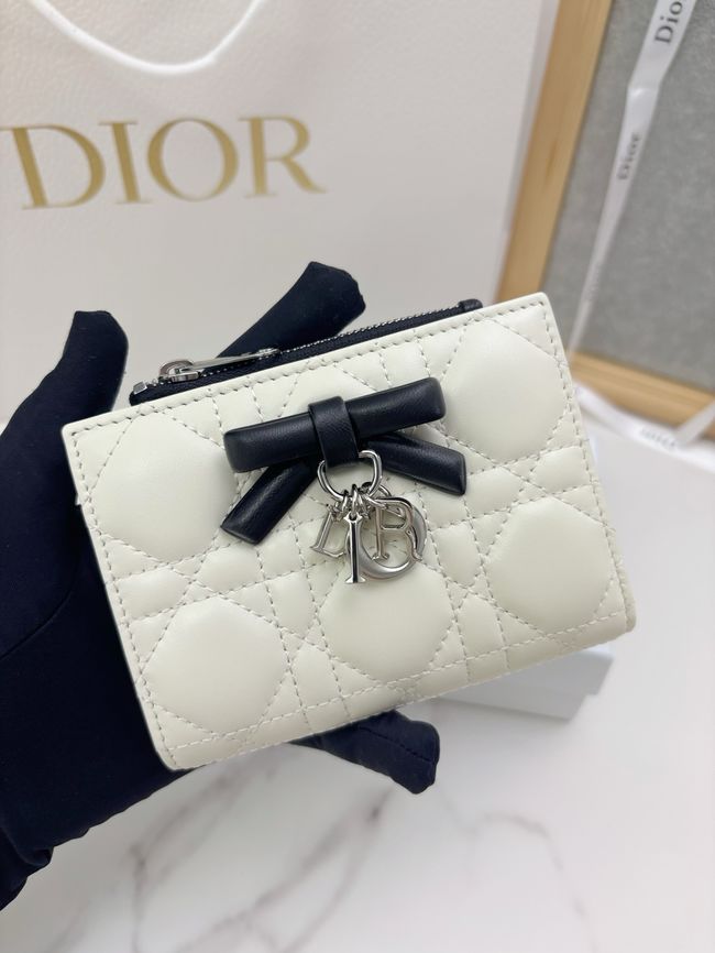 Lady Dior Dahlia Wallet Craie Cannage Lambskin S2065-4