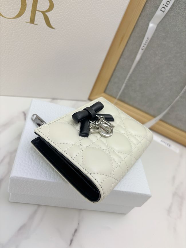 Lady Dior Dahlia Wallet Craie Cannage Lambskin S2065-4
