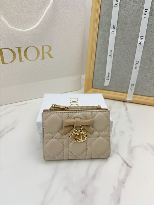 Lady Dior Dahlia Wallet Craie Cannage Lambskin S2065-7