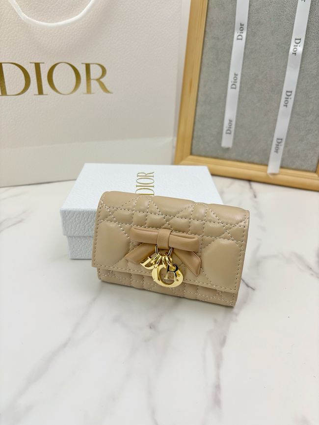 Lady Dior card holder Craie Cannage Lambskin S2067-1