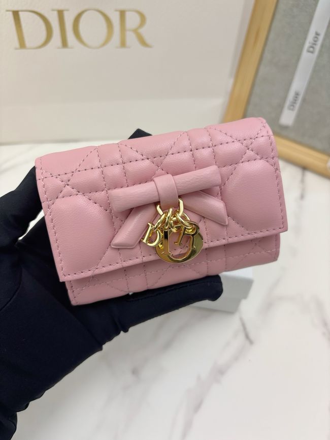 Lady Dior card holder Craie Cannage Lambskin S2067-2