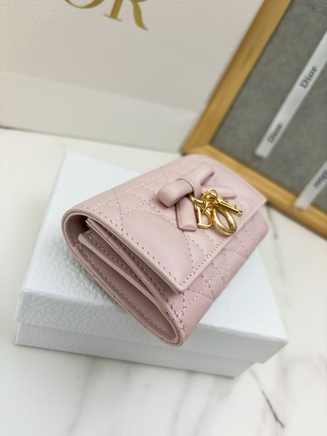 Lady Dior Dahlia card holder Craie Cannage Lambskin S2067-3