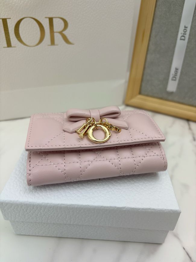 Lady Dior Dahlia card holder Craie Cannage Lambskin S2067-3