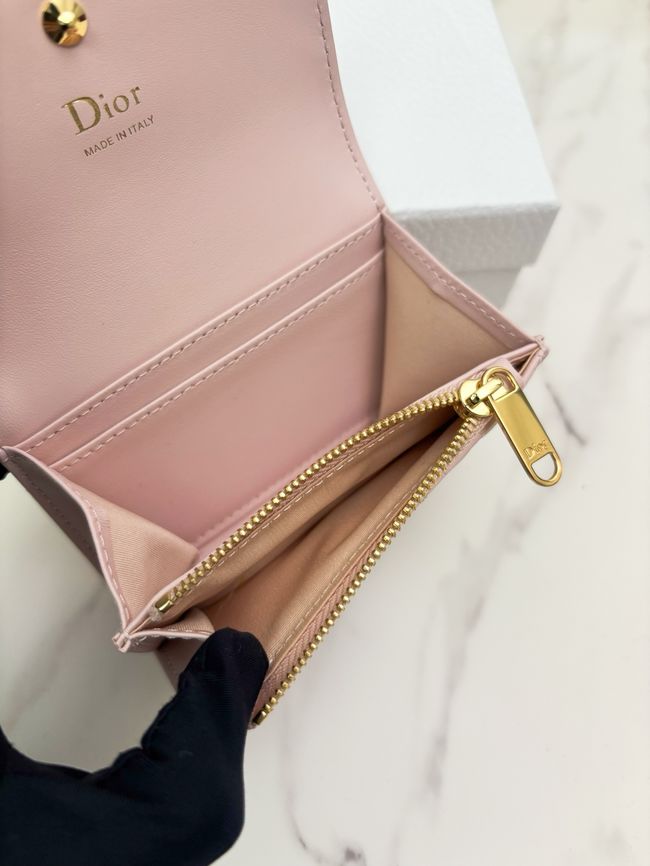 Lady Dior Dahlia card holder Craie Cannage Lambskin S2067-3