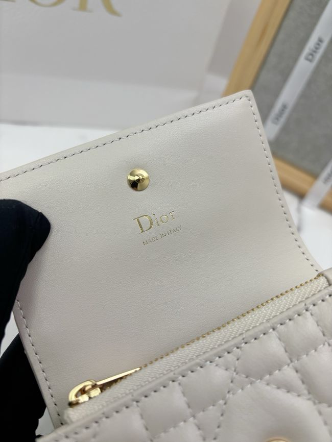 Lady Dior Dahlia card holder Craie Cannage Lambskin S2067-4