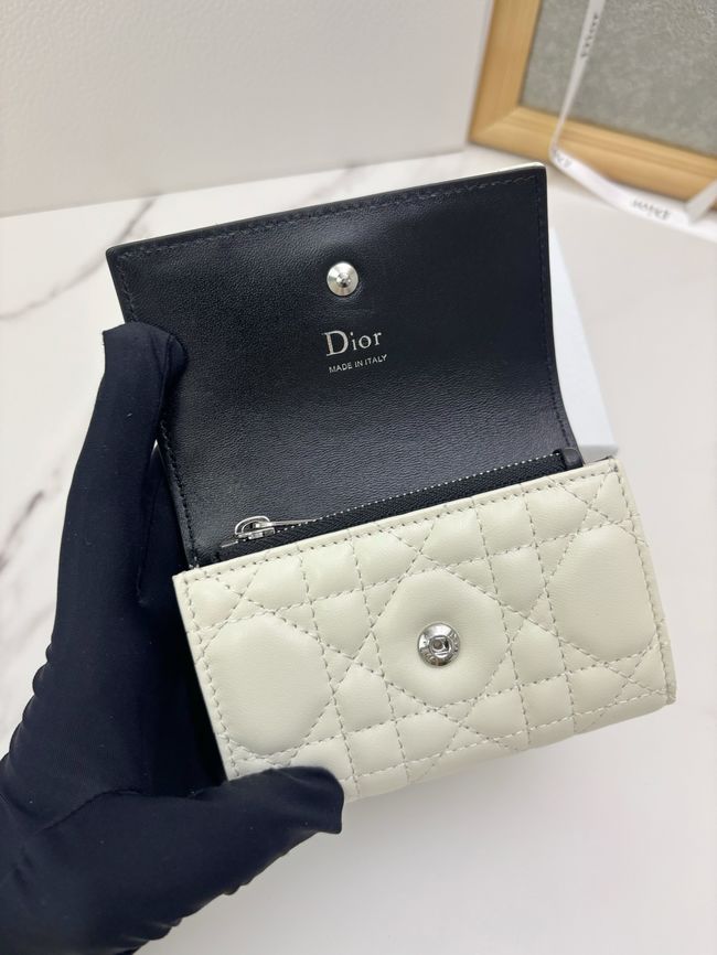 Lady Dior Dahlia card holder Craie Cannage Lambskin S2067-5