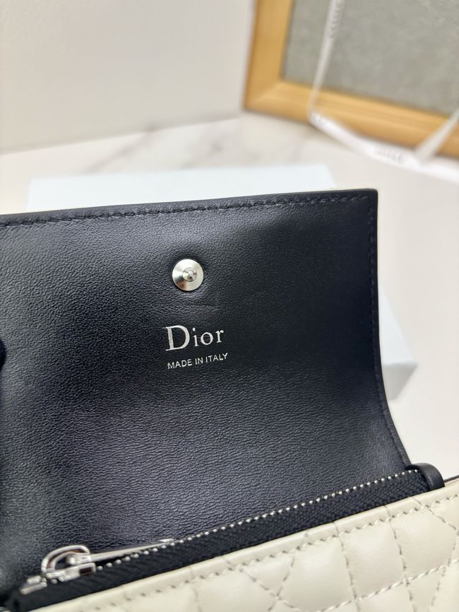 Lady Dior Dahlia card holder Craie Cannage Lambskin S2067-5