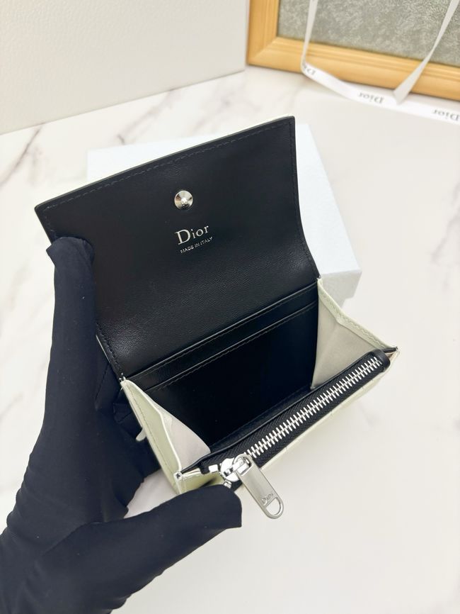 Lady Dior Dahlia card holder Craie Cannage Lambskin S2067-5