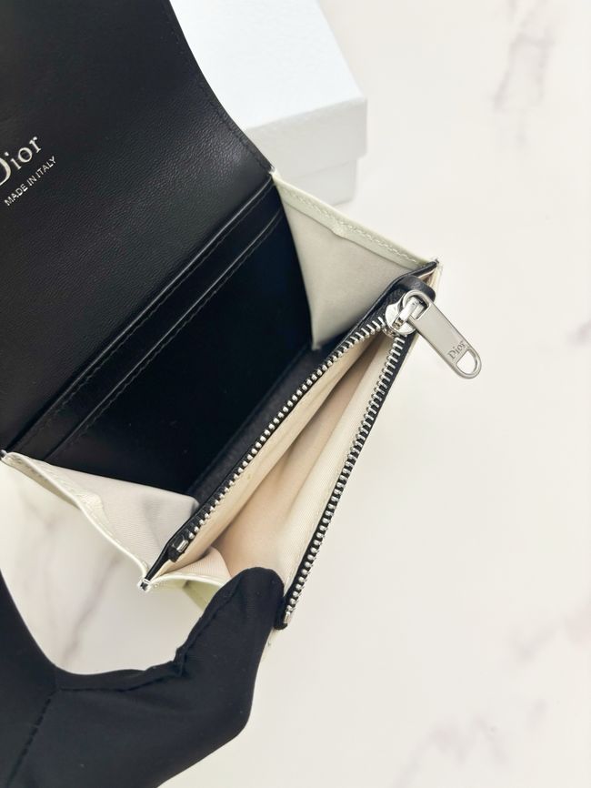 Lady Dior Dahlia card holder Craie Cannage Lambskin S2067-5