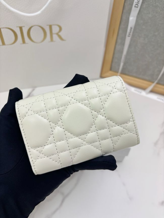 Lady Dior Dahlia card holder Craie Cannage Lambskin S2067-5