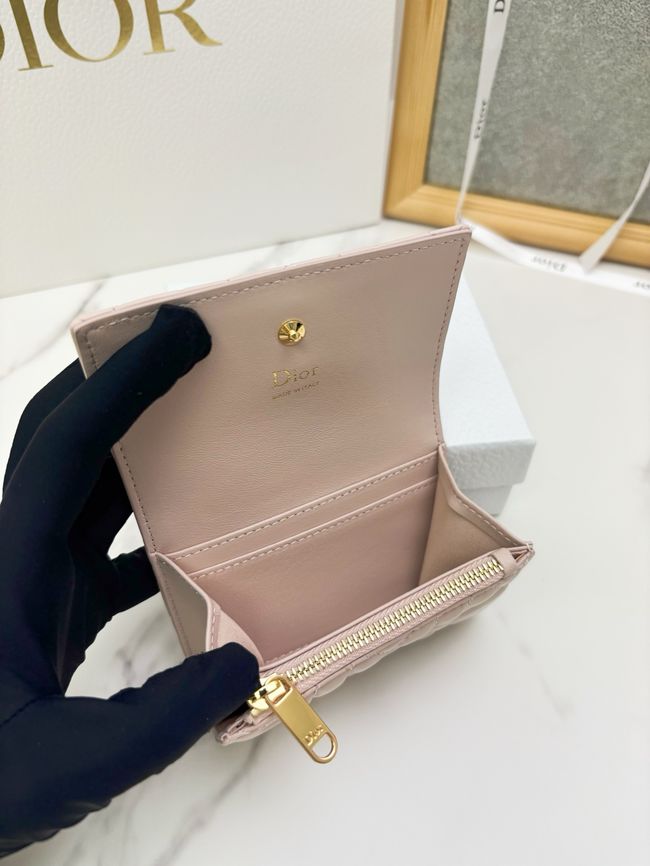 Lady Dior Dahlia card holder Craie Cannage Lambskin S2067-6
