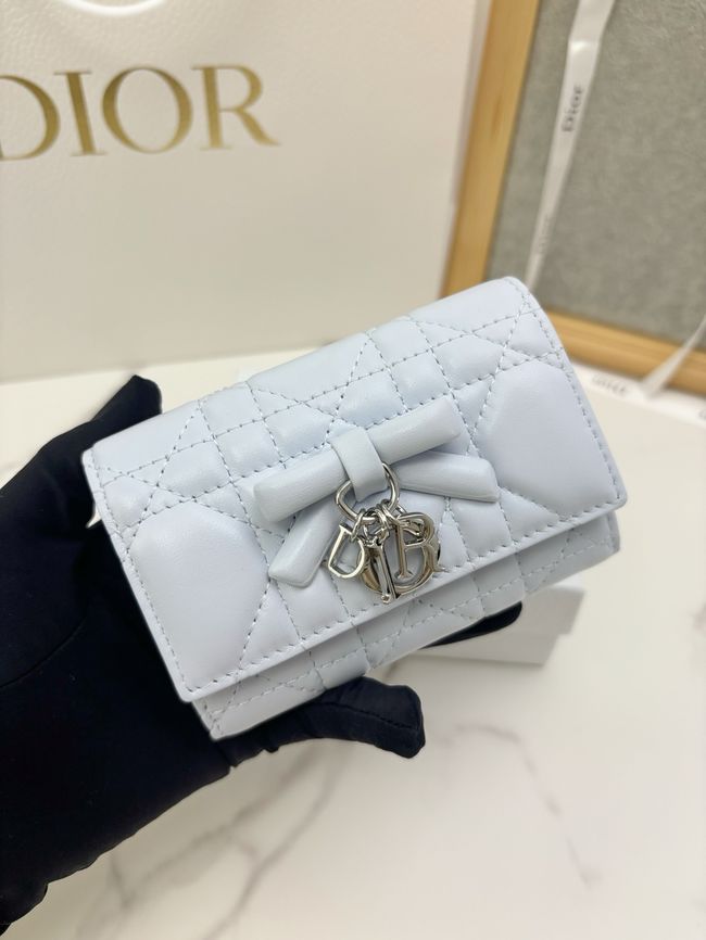Lady Dior Dahlia card holder Craie Cannage Lambskin S2067-7