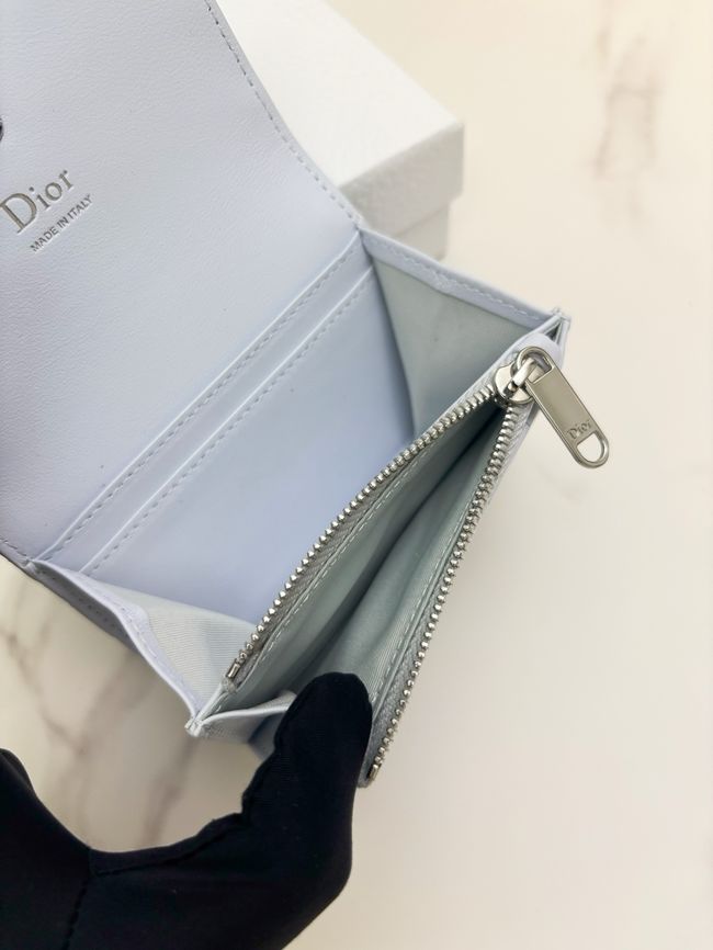 Lady Dior Dahlia card holder Craie Cannage Lambskin S2067-7