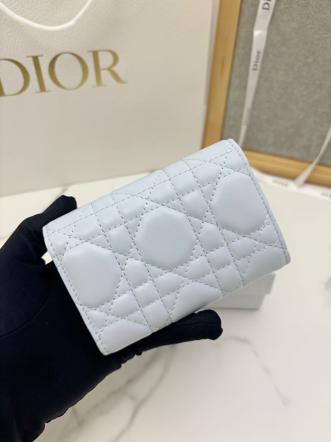 Lady Dior Dahlia card holder Craie Cannage Lambskin S2067-7