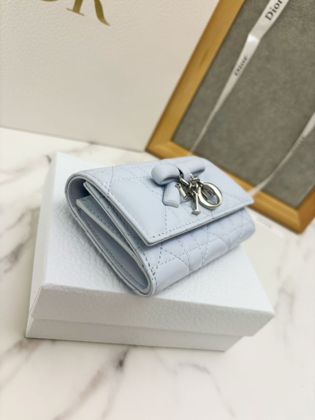 Lady Dior Dahlia card holder Craie Cannage Lambskin S2067-7