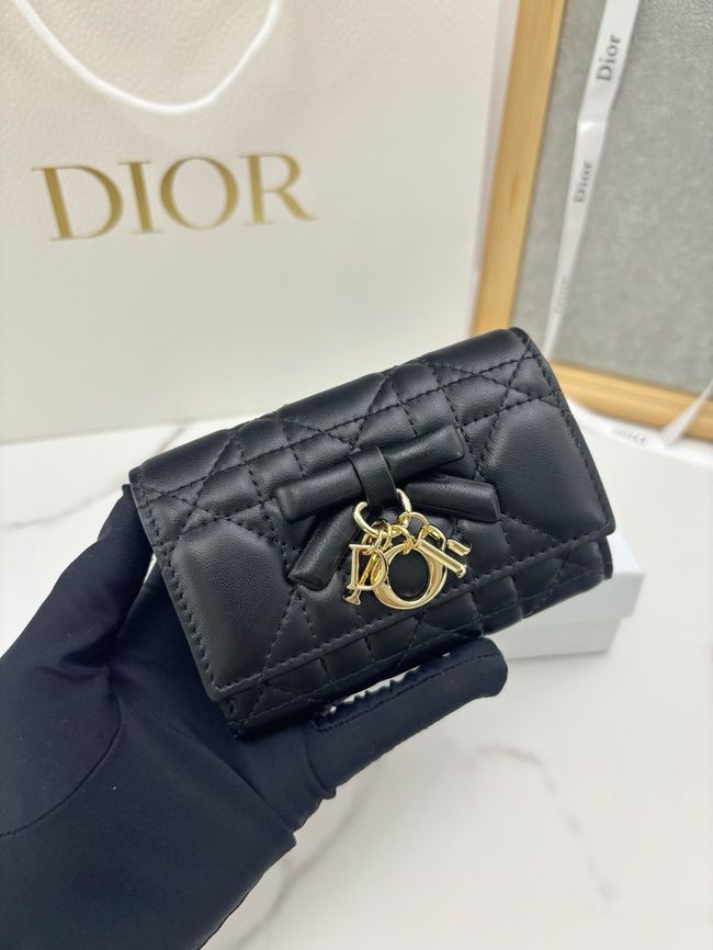 Lady Dior Dahlia card holder Craie Cannage Lambskin S2067-9