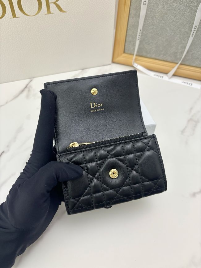 Lady Dior Dahlia card holder Craie Cannage Lambskin S2067-9