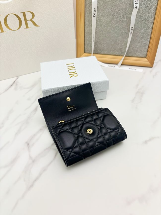 Lady Dior Dahlia card holder Craie Cannage Lambskin S2067-9