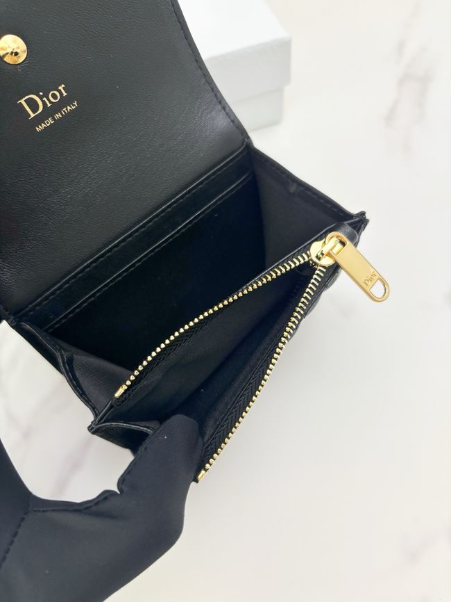 Lady Dior Dahlia card holder Craie Cannage Lambskin S2067-9