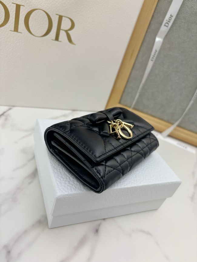 Lady Dior Dahlia card holder Craie Cannage Lambskin S2067-9