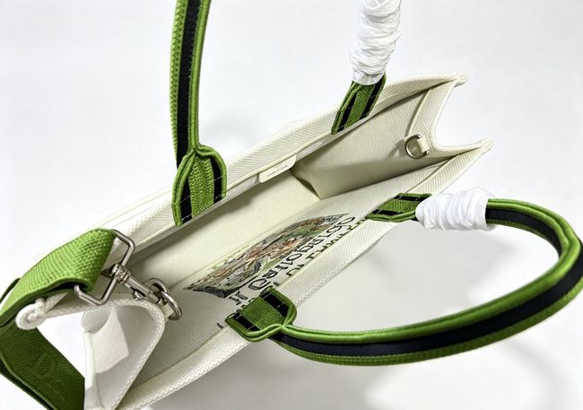 Medium Dior Book Tote with Strap M1354PE green