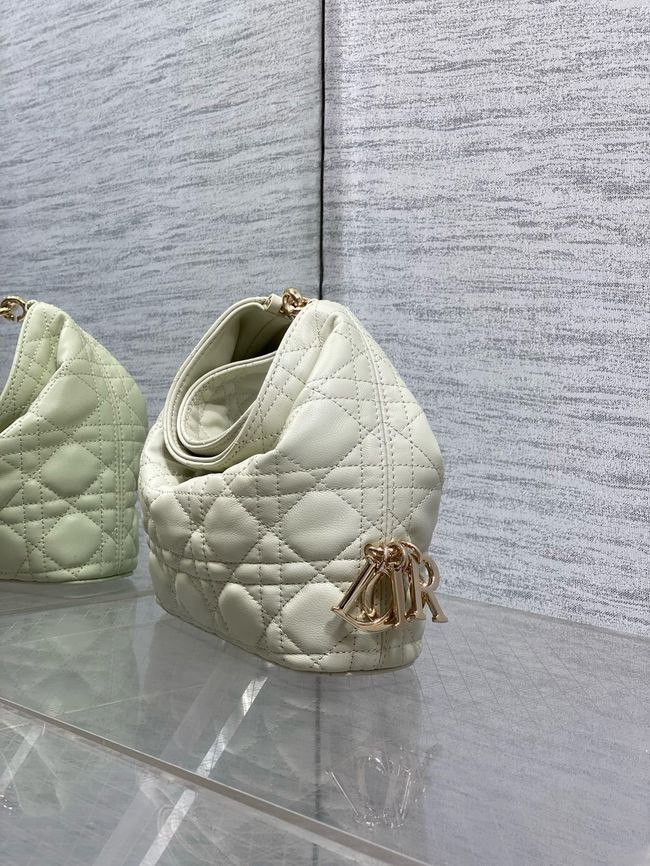 Mini Dior Toujours Hobo Bag Cannage Lambskin M2868O Ivory