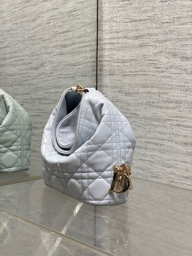 Mini Dior Toujours Hobo Bag Cannage Lambskin M2868O ice blue Mini Dior Toujours Hobo Bag Cannage Lambskin M2868O ice blue