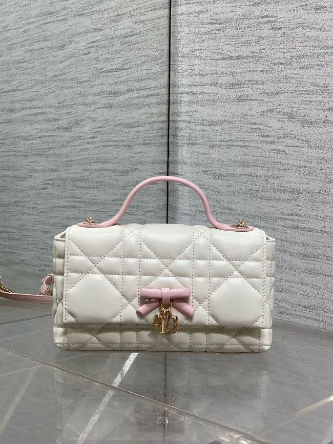 My Dior Mini Bag Cannage patent leather S0985PU white&PINK My Dior Mini Bag Cannage patent leather S0985PU white&PINK