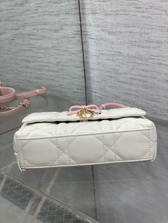 My Dior Mini Bag Cannage patent leather S0985PU white&PINK My Dior Mini Bag Cannage patent leather S0985PU white&PINK