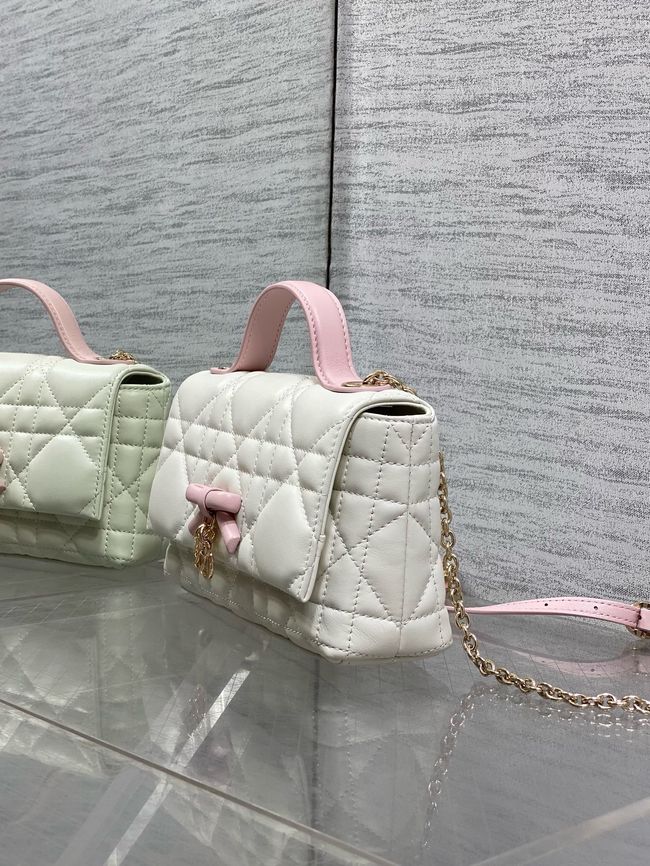 My Dior Mini Bag Cannage patent leather S0985PU white&PINK My Dior Mini Bag Cannage patent leather S0985PU white&PINK