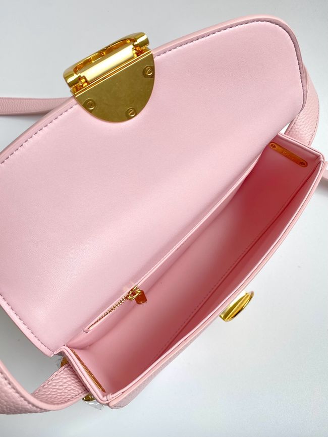 Small Dior Medaillon Flap Bag Grained Calfskin M3919Q Rose Tendre