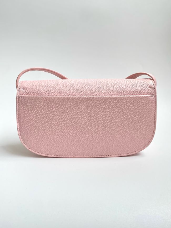 Small Dior Medaillon Flap Bag Grained Calfskin M3919Q Rose Tendre