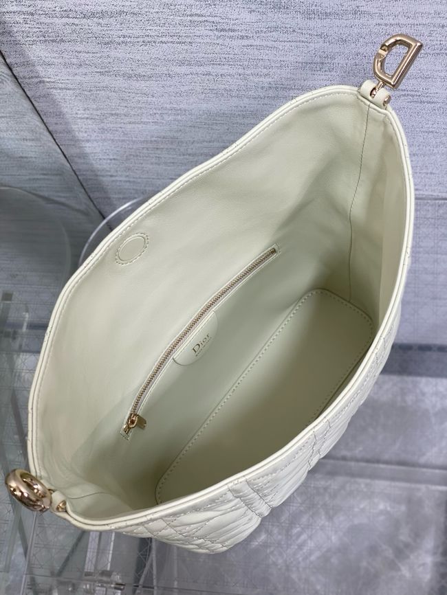 Small Dior Toujours Hobo Bag Cannage Lambskin M2867O Ivory
