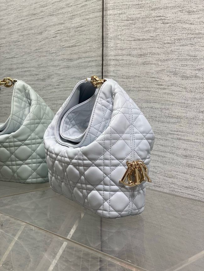 Small Dior Toujours Hobo Bag Ice Blue Cannage Lambskin M2867O