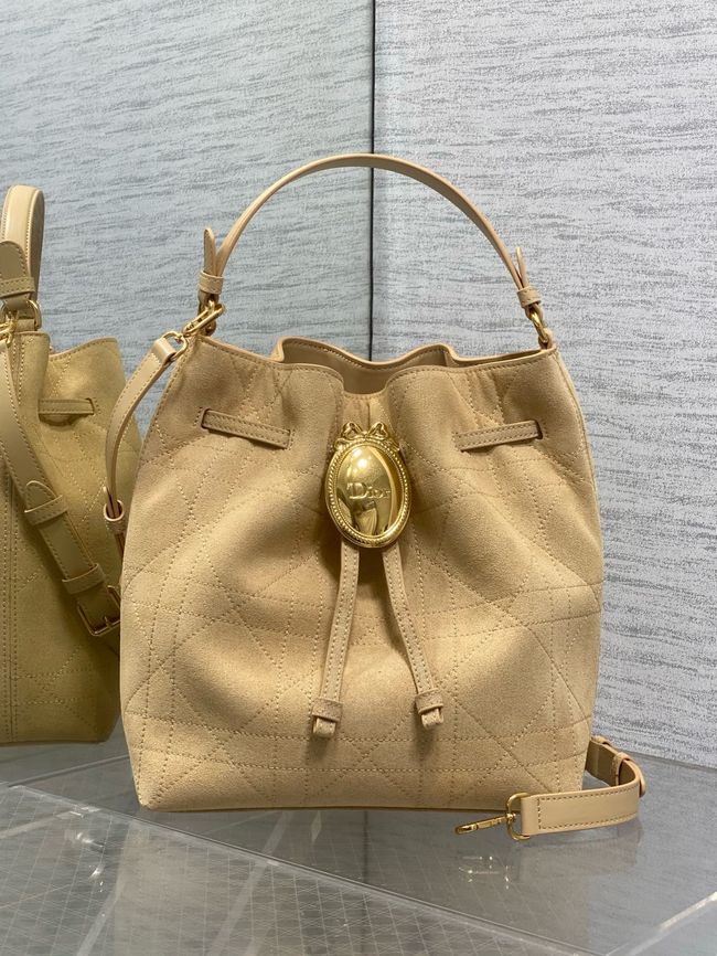 Dior Suede Calfskin Medium Tote Bag 67534 Apricot