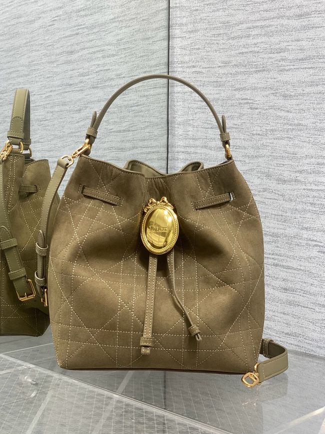 Dior Suede Calfskin Medium Tote Bag 67534 Khaki