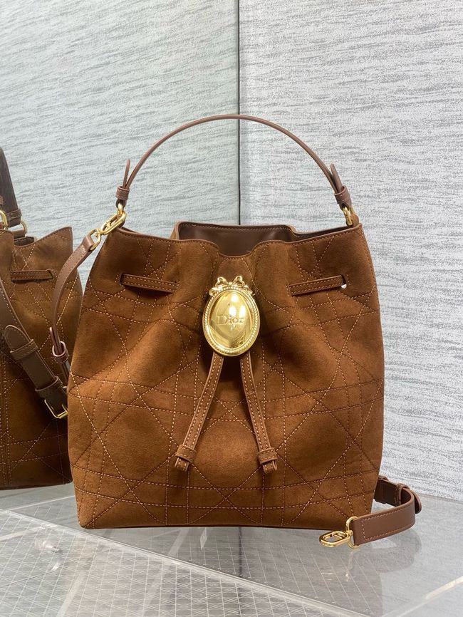 Dior Suede Calfskin Medium Tote Bag 67534 brown