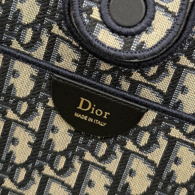 Small Dior Promenade Shopping Bag Black Flat Cannage Calfskin M1410O