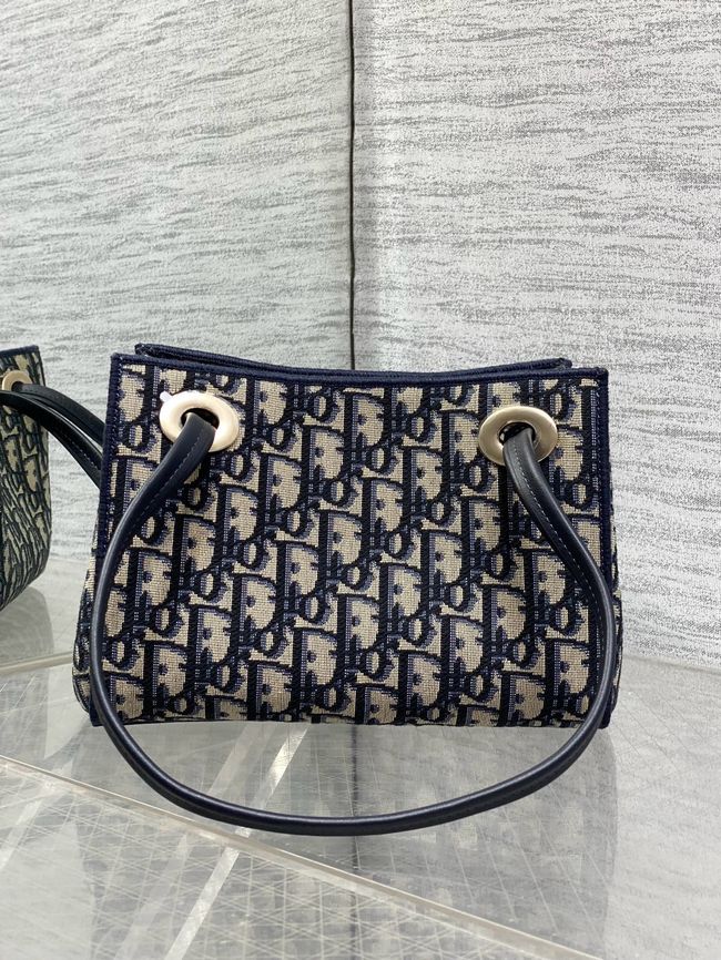Small Dior Promenade Shopping Bag Blue Dior Oblique Jacquard M1410OT