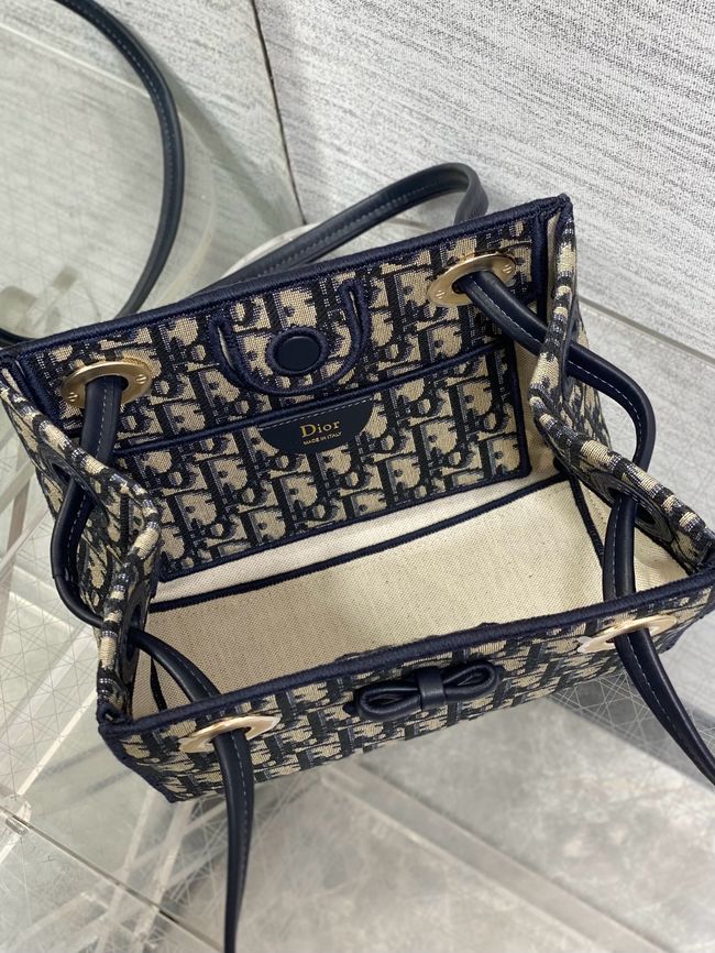 Small Dior Promenade Shopping Bag Blue Dior Oblique Jacquard M1410OT