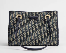 Small Dior Promenade Shopping Bag Blue Dior Oblique Jacquard M1410OT
