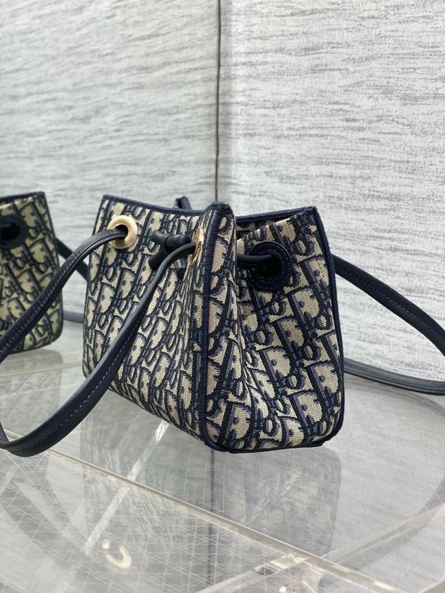 Small Dior Promenade Shopping Bag Blue Dior Oblique Jacquard M1410OT