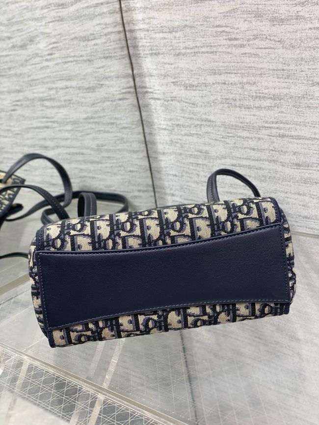 Small Dior Promenade Shopping Bag Blue Dior Oblique Jacquard M1410OT